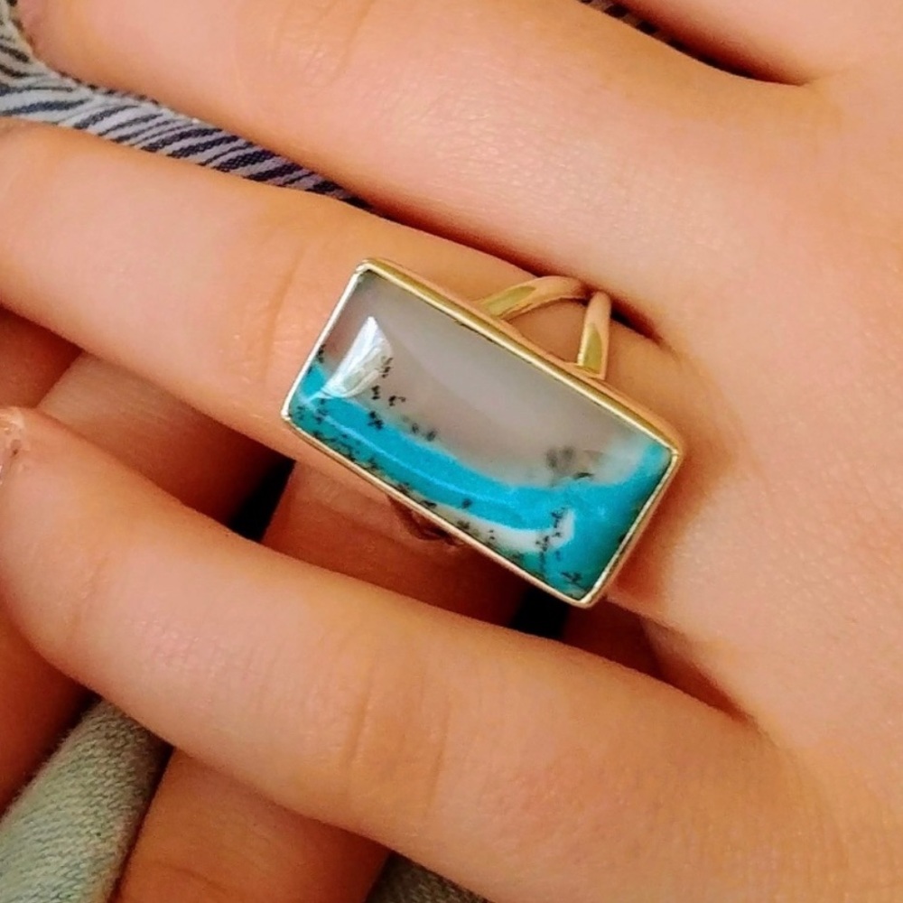 Marine Dendritic Opal Ring